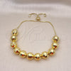 Pulsera Bolo Ajustable 03.368.0096.11 Oro Laminado, Diseño de Bola y Disco, con Blanca Zirconia Cubica, Diamantado, Tono Dorado (12 MM Thickness, 11 Inches Length)