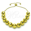 Pulsera Bolo Ajustable 03.368.0096.11 Oro Laminado, Diseño de Bola y Disco, con Blanca Zirconia Cubica, Diamantado, Tono Dorado (12 MM Thickness, 11 Inches Length)