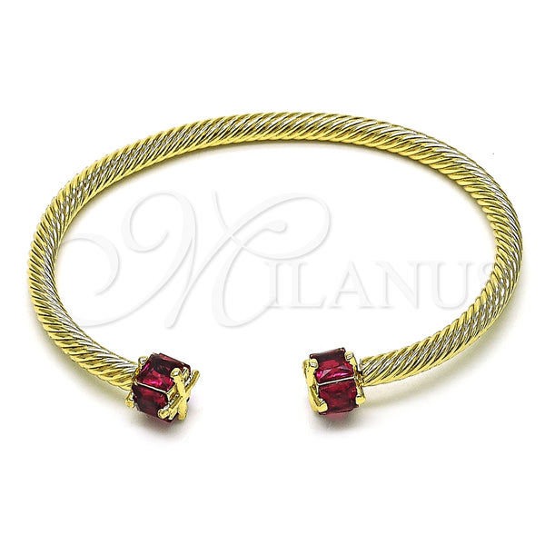 Aro Individual 07.342.0001 Oro Laminado, Diseño de Torcido, con Rubi Zirconia Cubica, Pulido, Tono Dorado (04 MM Thickness, One size fits all)