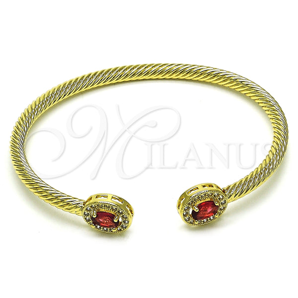 Aro Individual 07.342.0002 Oro Laminado, Diseño de Torcido, con Rubi Zirconia Cubica and Blanca Micro Pave, Pulido, Tono Dorado (04 MM Thickness, One size fits all)