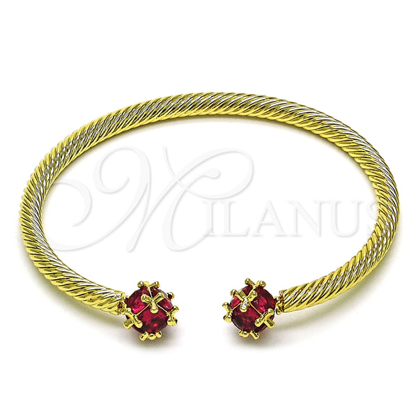 Aro Individual 07.342.0003 Oro Laminado, Diseño de Torcido, con Rubi Zirconia Cubica, Pulido, Tono Dorado (04 MM Thickness, One size fits all)
