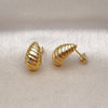 Arete Dormilona 02.342.0325 Oro Laminado, Diseño de Gota, Diamantado, Tono Dorado