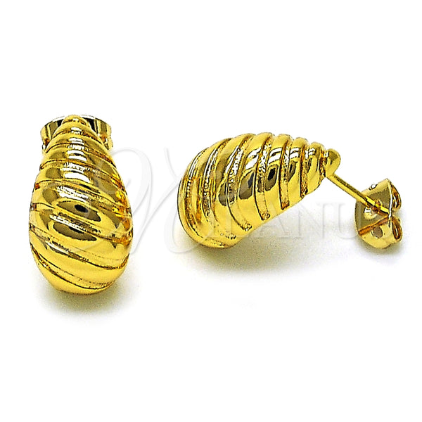Arete Dormilona 02.342.0325 Oro Laminado, Diseño de Gota, Diamantado, Tono Dorado