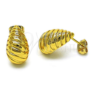 Arete Dormilona 02.342.0325 Oro Laminado, Diseño de Gota, Diamantado, Tono Dorado