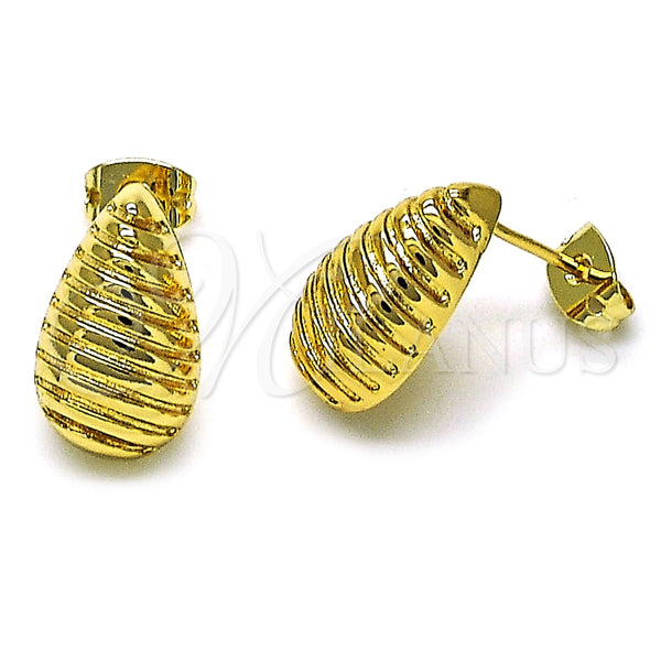 Arete Dormilona 02.342.0327 Oro Laminado, Diseño de Gota, Diamantado, Tono Dorado