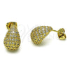 Arete Dormilona 02.342.0328 Oro Laminado, Diseño de Gota, con Blanca Micro Pave, Pulido, Tono Dorado