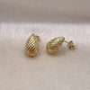 Arete Dormilona 02.342.0329 Oro Laminado, Diseño de Gota, Diamantado, Tono Dorado