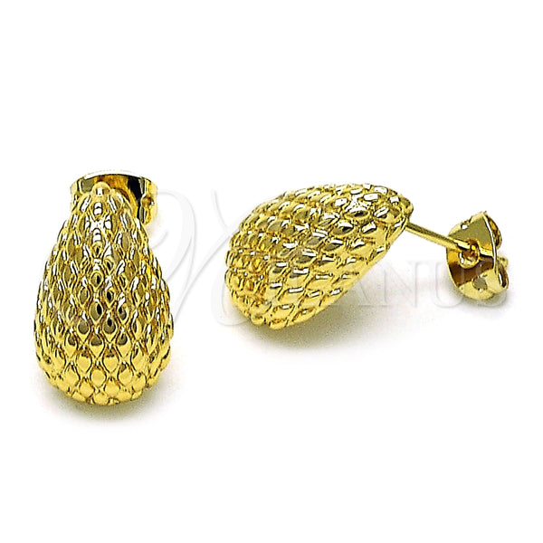 Arete Dormilona 02.342.0329 Oro Laminado, Diseño de Gota, Diamantado, Tono Dorado