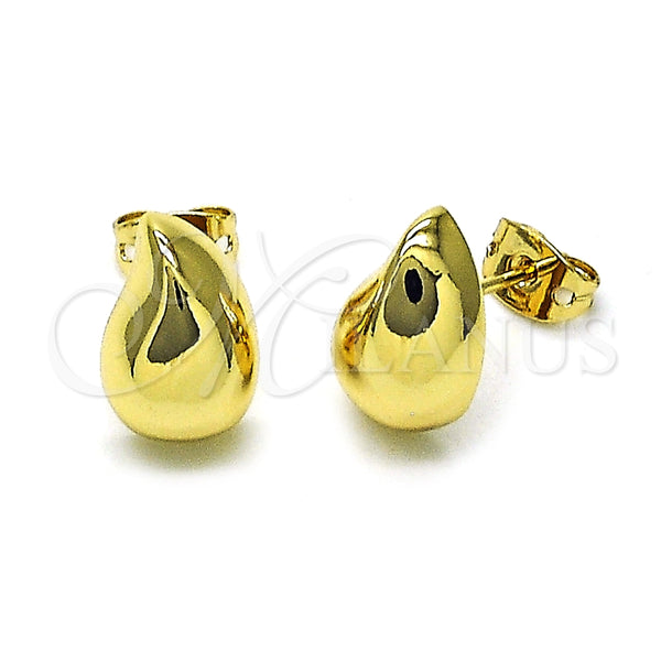 Arete Dormilona 02.342.0333 Oro Laminado, Diseño de Gota, Pulido, Tono Dorado