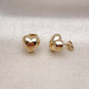 Arete Dormilona 02.342.0335 Oro Laminado, Diseño de Corazón, Pulido, Tono Dorado