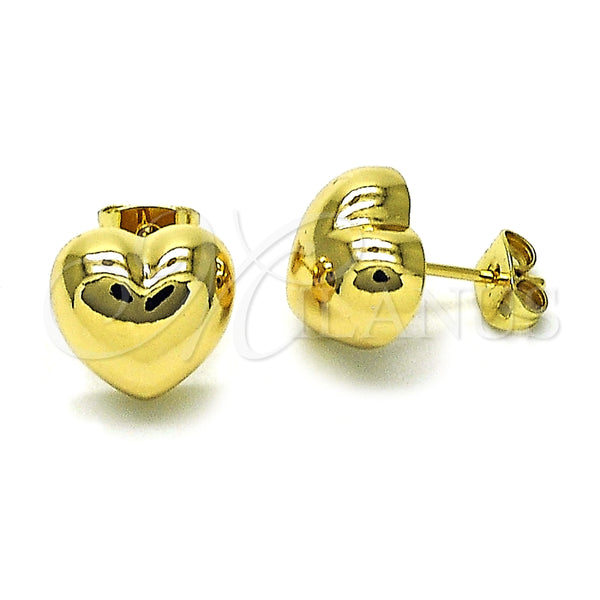 Arete Dormilona 02.342.0335 Oro Laminado, Diseño de Corazón, Pulido, Tono Dorado