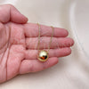 Collares con Dije 04.213.0309.16 Oro Laminado, Diseño de Bola y Box, Pulido, Tono Dorado (01 MM Thickness, 16 Inches Length)