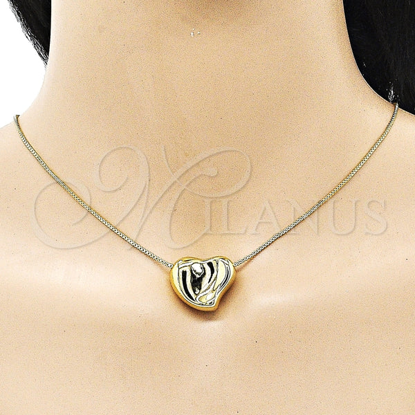 Collares con Dije 04.213.0310.18 Oro Laminado, Diseño de Corazón y Hueco, Pulido, Tono Dorado (01 MM Thickness, 18 Inches Length)