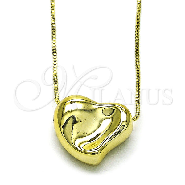 Collares con Dije 04.213.0310.18 Oro Laminado, Diseño de Corazón y Hueco, Pulido, Tono Dorado (01 MM Thickness, 18 Inches Length)