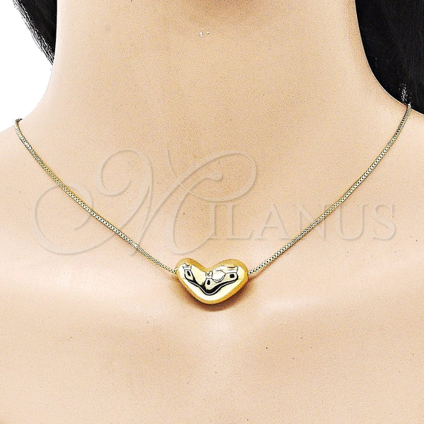 Collares con Dije 04.213.0311.18 Oro Laminado, Diseño de Corazón, Pulido, Tono Dorado (01 MM Thickness, 18 Inches Length)