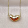 Collares con Dije 04.213.0311.18 Oro Laminado, Diseño de Corazón, Pulido, Tono Dorado (01 MM Thickness, 18 Inches Length)