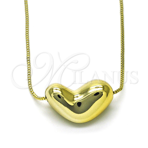 Collares con Dije 04.213.0311.18 Oro Laminado, Diseño de Corazón, Pulido, Tono Dorado (01 MM Thickness, 18 Inches Length)