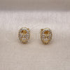 Arete Dormilona 02.283.0095 Oro Laminado, Diseño de Puff Mariner, con Micro Pave Blanca, Pulido, Tono Dorado