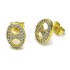 Arete Dormilona 02.283.0095 Oro Laminado, Diseño de Puff Mariner, con Micro Pave Blanca, Pulido, Tono Dorado
