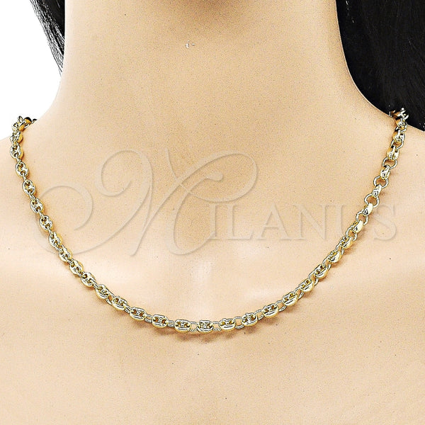 Gargantilla Elegante 03.213.0233.24 Oro Laminado, Diseño de Puff Mariner, Pulido, Tono Dorado (05 MM Thickness, 24 Inches Length)