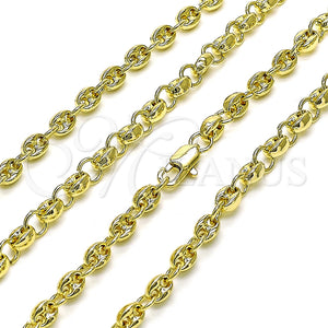 Gargantilla Elegante 03.213.0233.24 Oro Laminado, Diseño de Puff Mariner, Pulido, Tono Dorado (05 MM Thickness, 24 Inches Length)