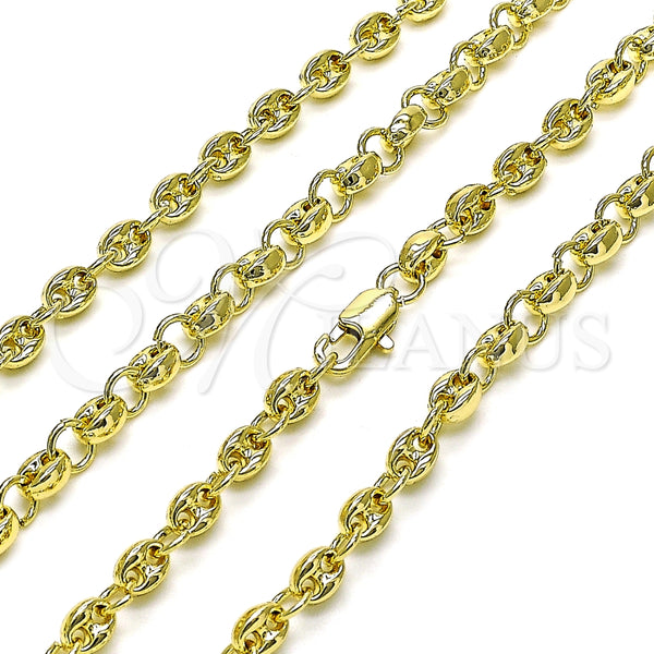 Gargantilla Elegante 03.213.0233.24 Oro Laminado, Diseño de Puff Mariner, Pulido, Tono Dorado (05 MM Thickness, 24 Inches Length)
