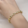 Pulsera Elegante 03.213.0262.08 Oro Laminado, Diseño de Puff Mariner, Pulido, Tono Dorado (07 MM Thickness, 8 Inches Length)