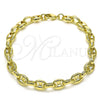 Pulsera Elegante 03.213.0262.08 Oro Laminado, Diseño de Puff Mariner, Pulido, Tono Dorado (07 MM Thickness, 8 Inches Length)