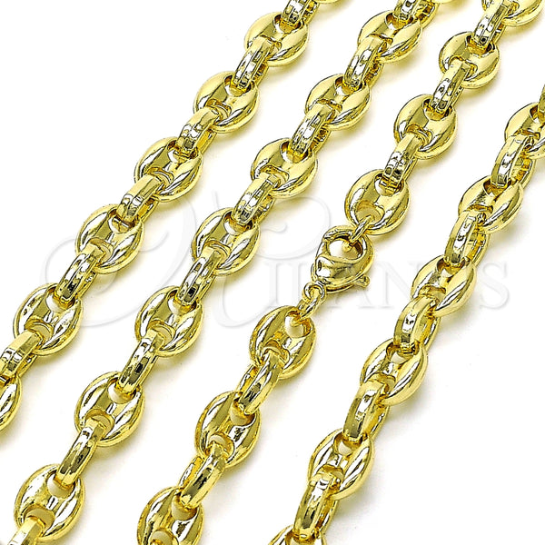 Gargantilla Elegante 03.213.0262.24 Oro Laminado, Diseño de Puff Mariner, Pulido, Tono Dorado (Grosor 07 MM, 24 Pulgadas de Largo)