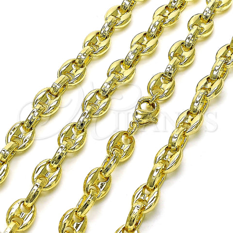 Gargantilla Elegante 03.213.0262.24 Oro Laminado, Diseño de Puff Mariner, Pulido, Tono Dorado (Grosor 07 MM, 24 Pulgadas de Largo)