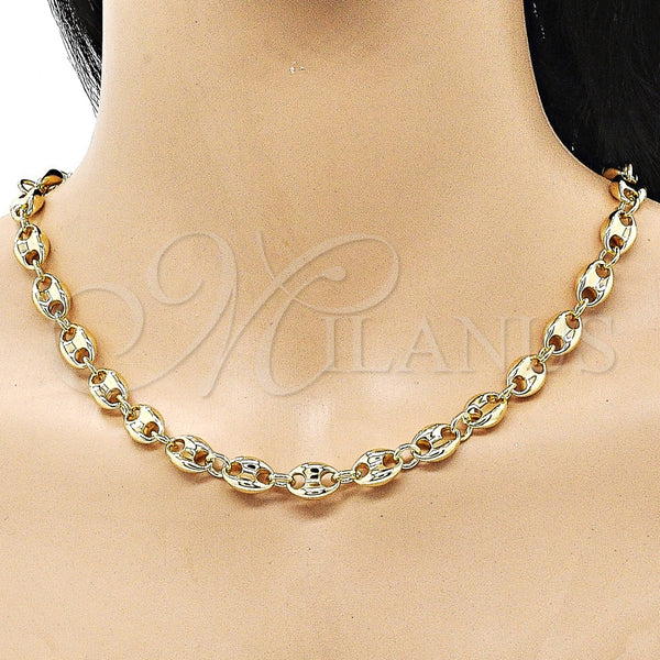 Gargantilla Elegante 04.213.0313.24 Oro Laminado, Diseño de Puff Mariner, Pulido, Tono Dorado (09 MM Thickness, 24 Inches Length)