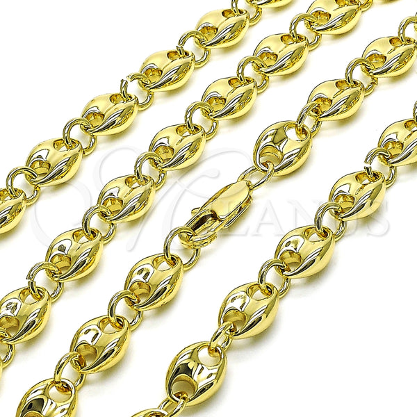 Gargantilla Elegante 04.213.0313.24 Oro Laminado, Diseño de Puff Mariner, Pulido, Tono Dorado (09 MM Thickness, 24 Inches Length)