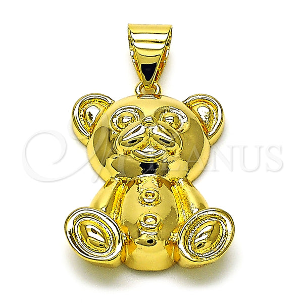 Dije Elegante 05.342.0209 Oro Laminado, Diseño de Osito, Pulido, Tono Dorado
