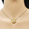 Collares con Dije 04.213.0314.18 Oro Laminado, Diseño de Bola y Box, Pulido, Tono Dorado (Grosor 01 MM, 18 Pulgadas de Largo)
