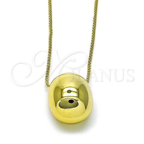Collares con Dije 04.213.0314.18 Oro Laminado, Diseño de Bola y Box, Pulido, Tono Dorado (Grosor 01 MM, 18 Pulgadas de Largo)