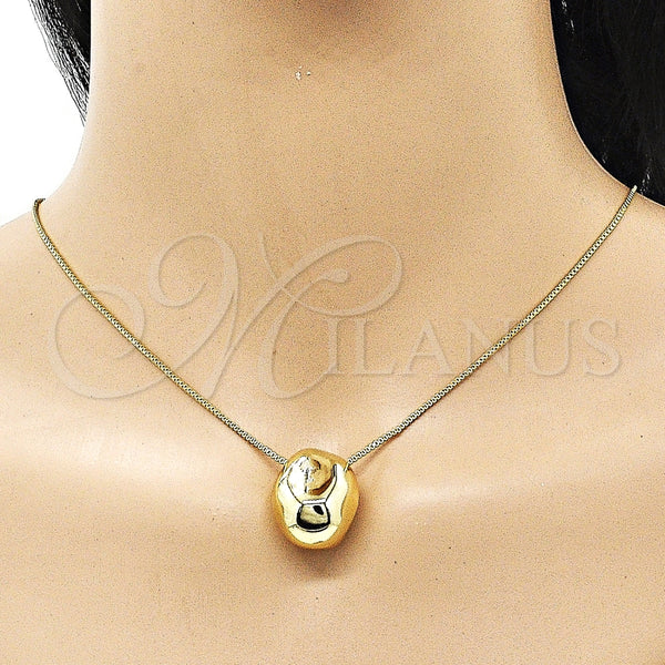 Collares con Dije 04.213.0315.18 Oro Laminado, Diseño de Bola y Box, Pulido, Tono Dorado (01 MM Thickness, 18 Inches Length)
