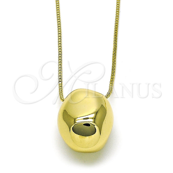 Collares con Dije 04.213.0315.18 Oro Laminado, Diseño de Bola y Box, Pulido, Tono Dorado (01 MM Thickness, 18 Inches Length)