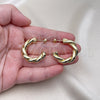 Argolla Mediana 02.213.0634.30 Oro Laminado, Diseño de Torcido y Hueco, Pulido, Tono Dorado
