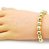 Pulsera Bolo Ajustable 03.368.0097 Oro Laminado, Diseño de Bola y Disco, con Blanca Zirconia Cubica, Diamantado, Tono Dorado (10 MM Thickness, 12 Inches Length)