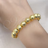 Pulsera Bolo Ajustable 03.368.0097 Oro Laminado, Diseño de Bola y Disco, con Blanca Zirconia Cubica, Diamantado, Tono Dorado (10 MM Thickness, 12 Inches Length)