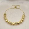 Pulsera Bolo Ajustable 03.368.0097 Oro Laminado, Diseño de Bola y Disco, con Blanca Zirconia Cubica, Diamantado, Tono Dorado (10 MM Thickness, 12 Inches Length)