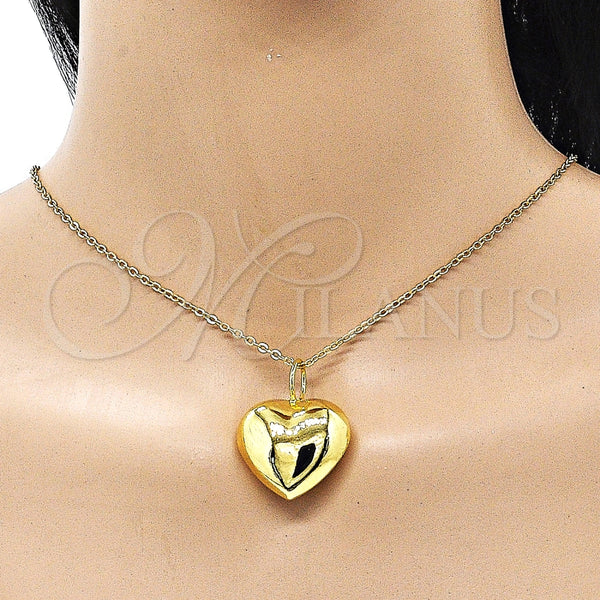 Dije Elegante 05.368.0007 Oro Laminado, Diseño de Corazón y Hueco, Pulido, Tono Dorado