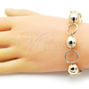 Pulsera Elegante 03.331.0233.09 Oro Laminado, Diseño de Bola, Pulido, Tono Dorado (16 MM Thickness, 9 Inches Length)