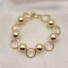 Pulsera Elegante 03.331.0233.09 Oro Laminado, Diseño de Bola, Pulido, Tono Dorado (16 MM Thickness, 9 Inches Length)