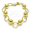 Pulsera Elegante 03.331.0233.09 Oro Laminado, Diseño de Bola, Pulido, Tono Dorado (16 MM Thickness, 9 Inches Length)