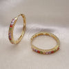 Argolla Huggie 02.210.0105.1.35 Oro Laminado, Diseño de Baguette, con Multicolor Zirconia Cubica, Pulido, Tono Dorado