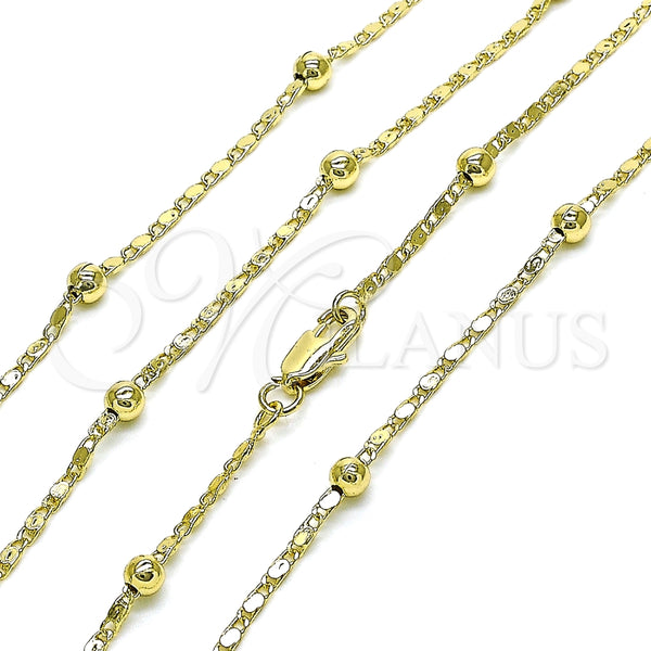 Gargantilla Basica 04.213.0317.18 Oro Laminado, Diseño de Bola, Pulido, Tono Dorado (02 MM Thickness, 18 Inches Length)