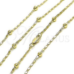 Gargantilla Basica 04.213.0317.18 Oro Laminado, Diseño de Bola, Pulido, Tono Dorado (02 MM Thickness, 18 Inches Length)