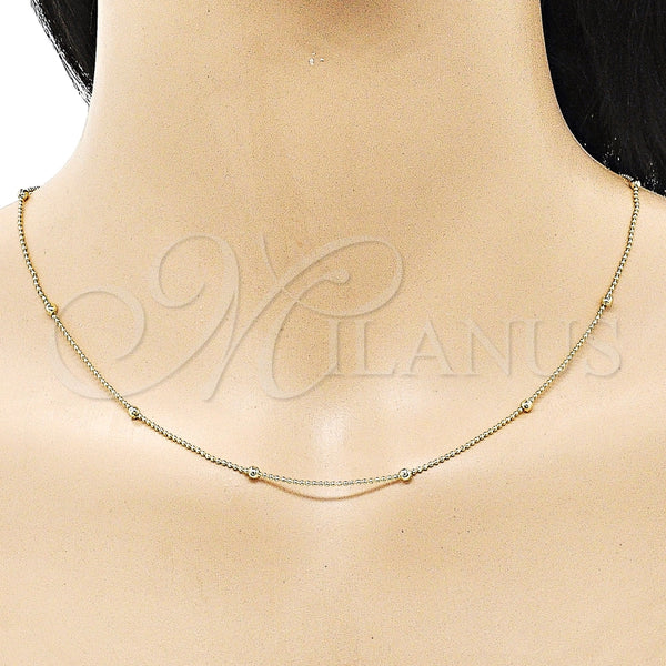 Gargantilla Basica 04.213.0318.24 Oro Laminado, Diseño de Bola, Pulido, Tono Dorado (01 MM Thickness, 24 Inches Length)