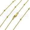Gargantilla Basica 04.213.0318.24 Oro Laminado, Diseño de Bola, Pulido, Tono Dorado (01 MM Thickness, 24 Inches Length)